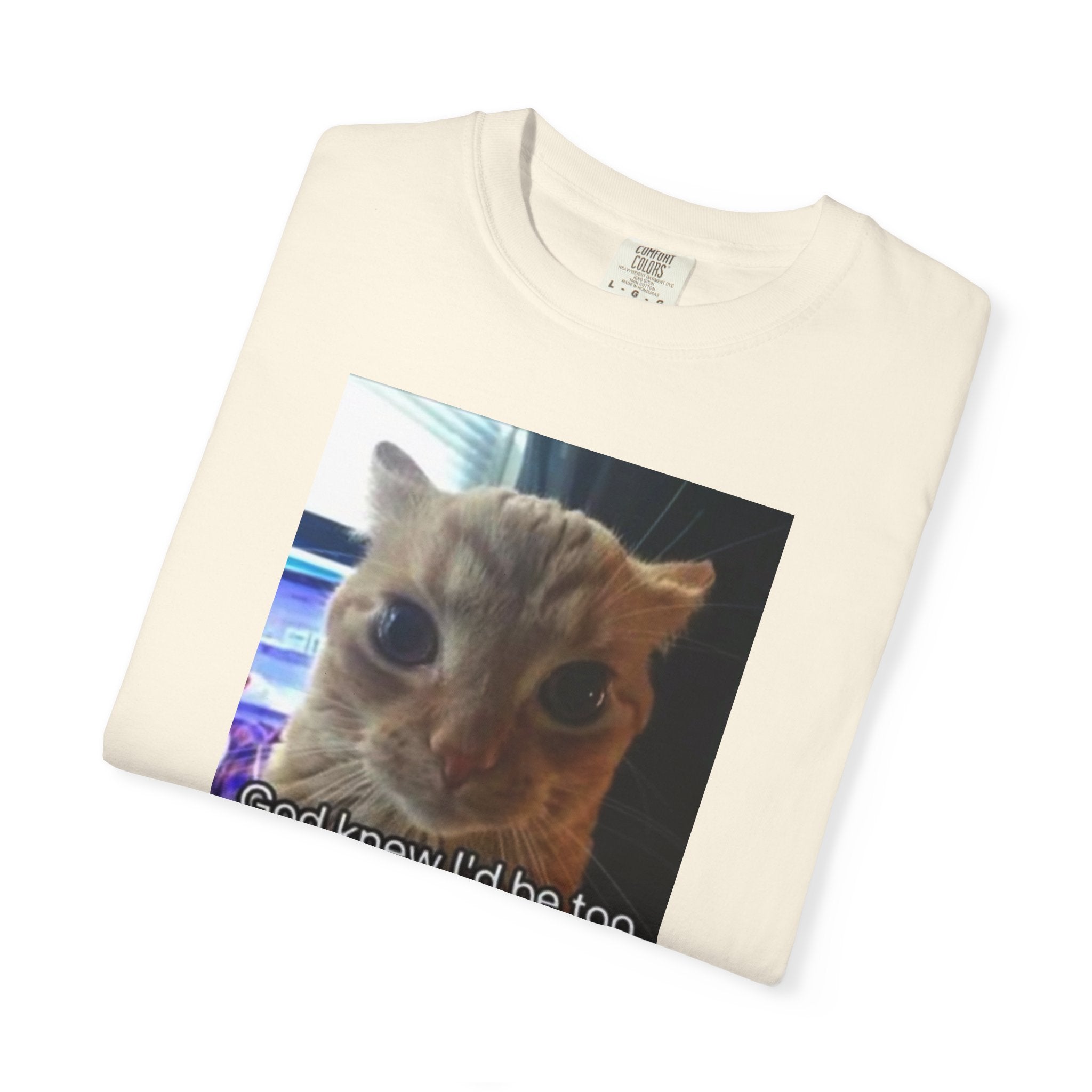 Cat Meme Graphic T-Shirt — "God knew I'd be too powerful if I had social skills" | Look Different Back Print