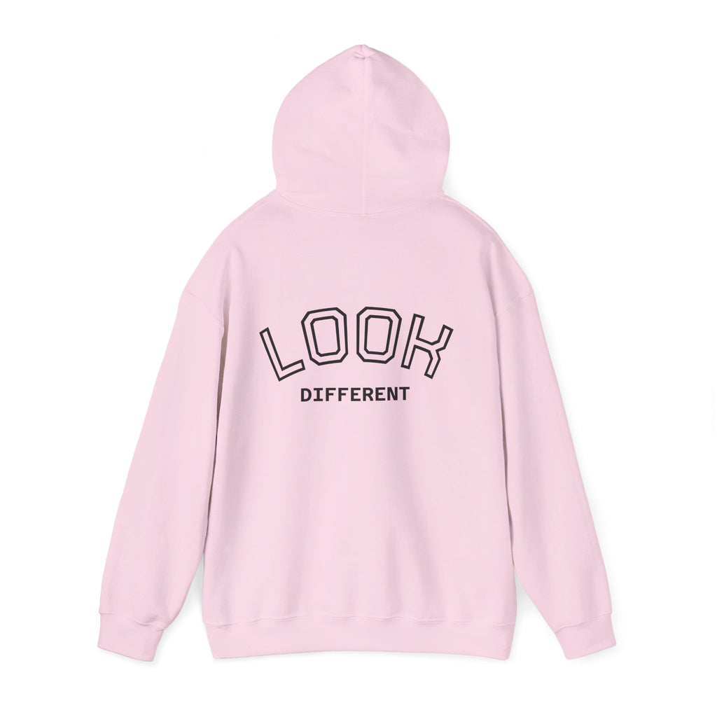 'Look Different' Graphic Hoodie — Vintage Collage Crewneck Sweatshirt