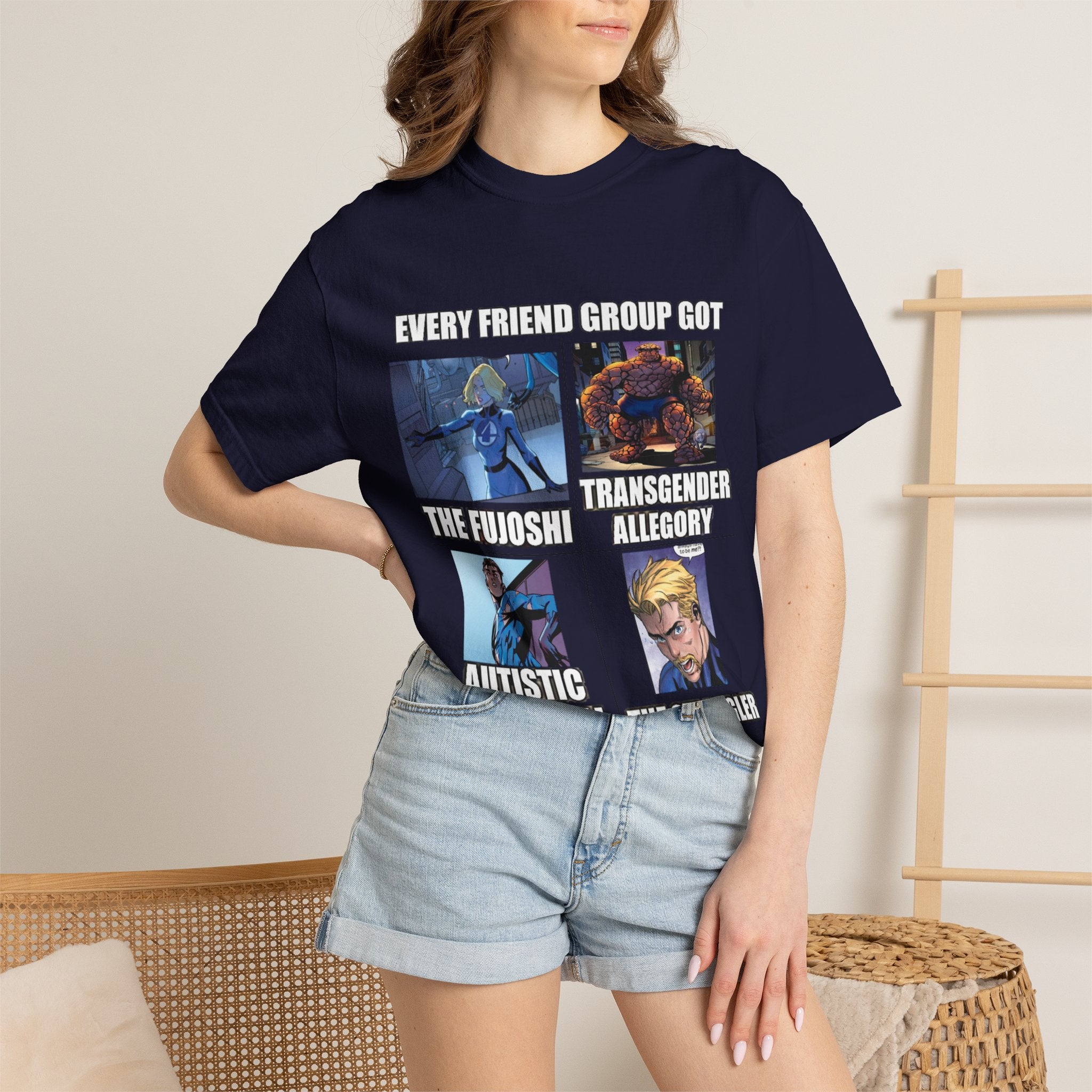 Meme Group-Character Graphic T-Shirt — "Every Friend Group Got" Front & "LOOK Different" Back