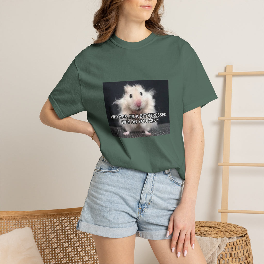 Cute Hamster Graphic Tee — "Why Yes, I’m Stressed. Whaddya Got?"