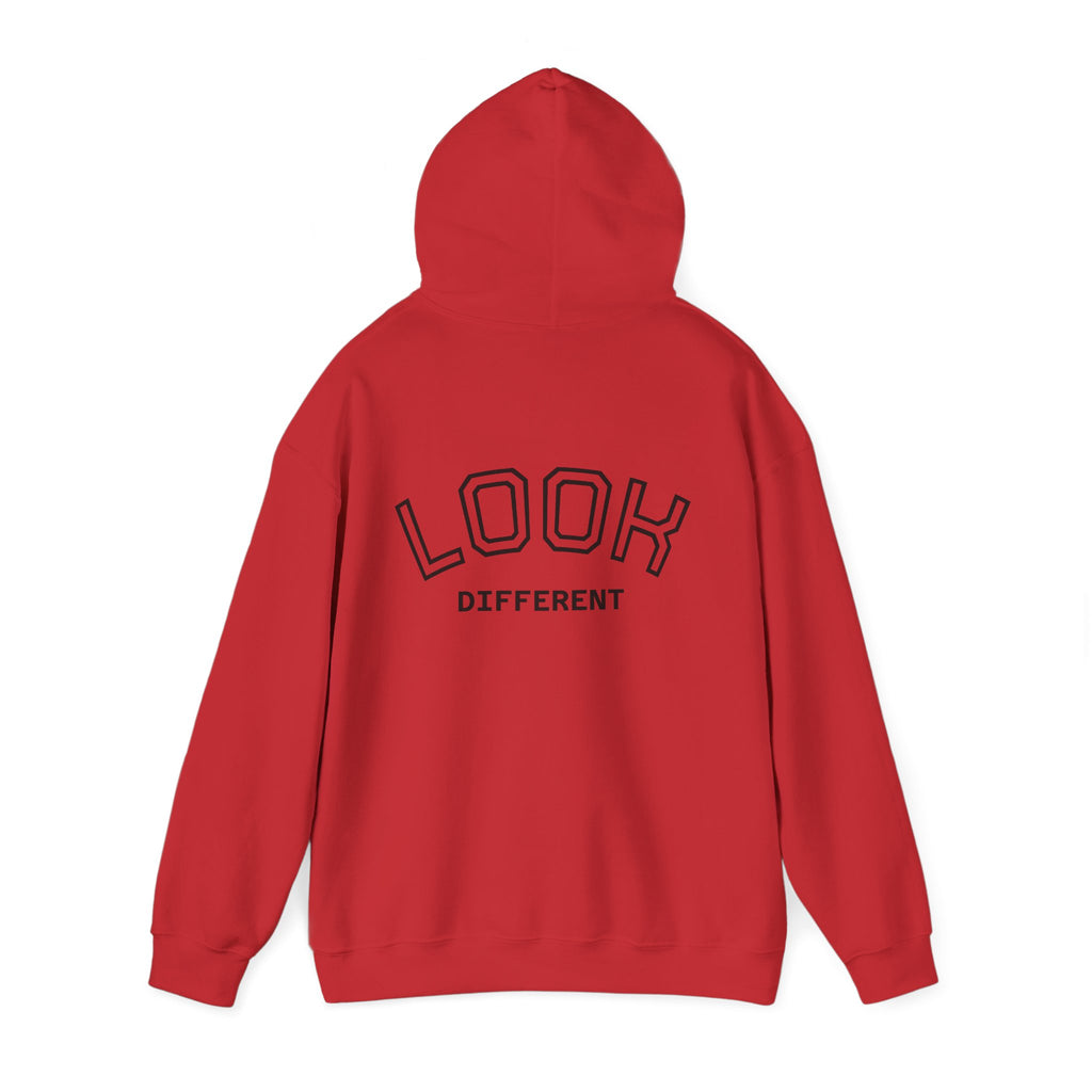 'Look Different' Graphic Hoodie — Vintage Collage Crewneck Sweatshirt