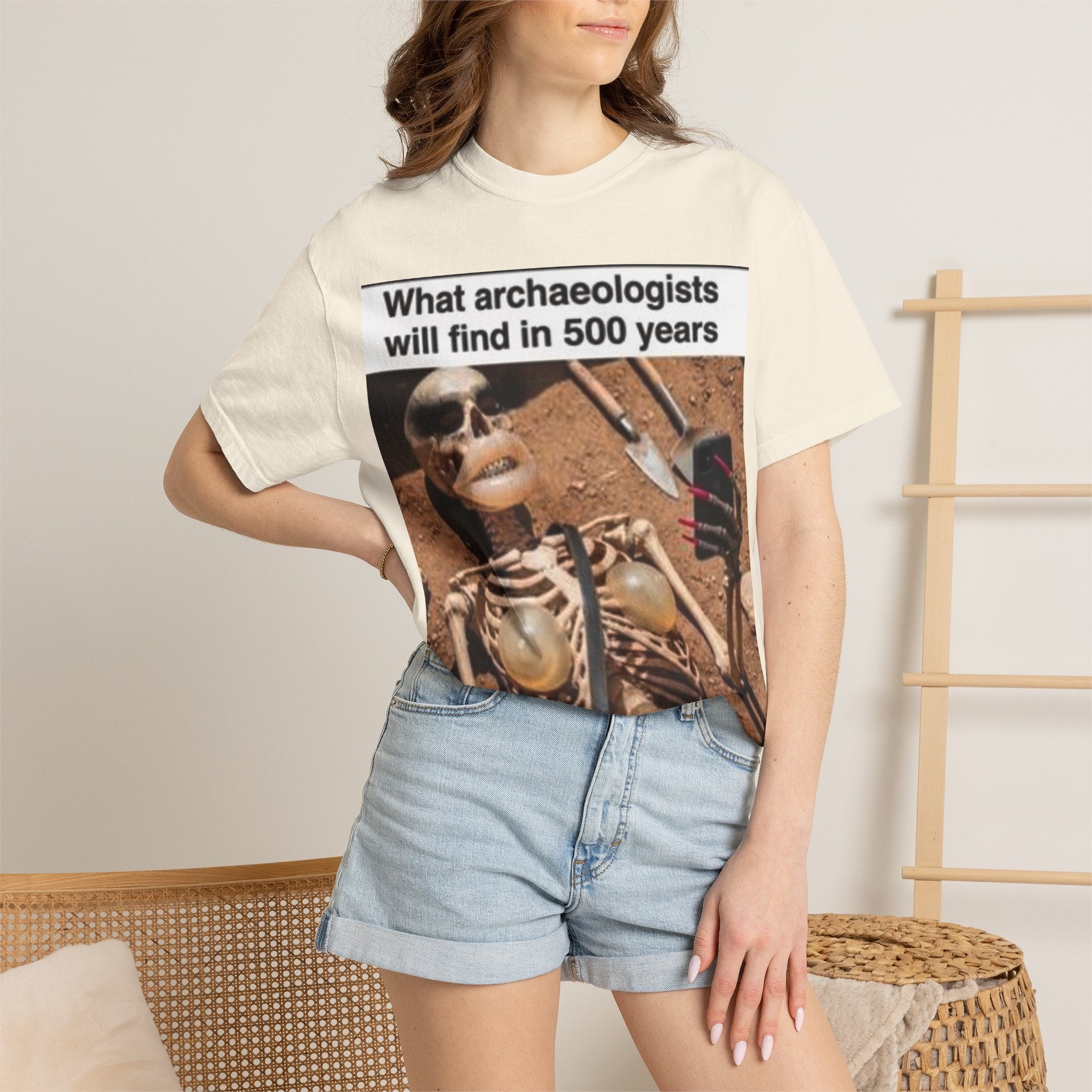 T-Shirt — "What archaeologists will find in 500 years" Graphic Tee (LOOK Different Back)