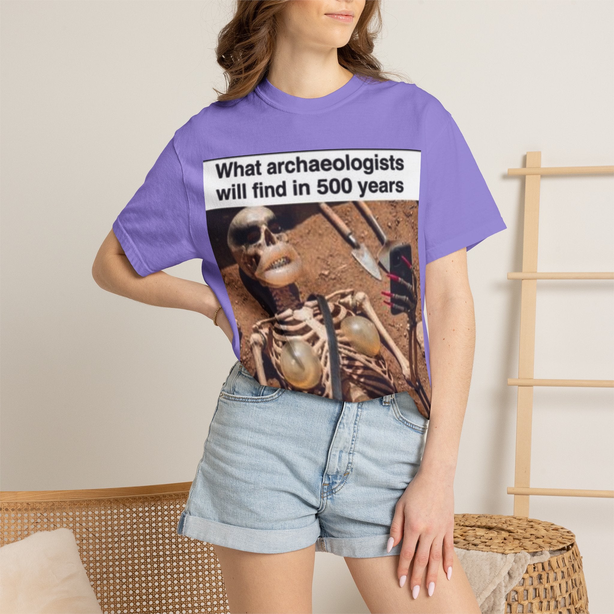 T-Shirt — "What archaeologists will find in 500 years" Graphic Tee (LOOK Different Back)