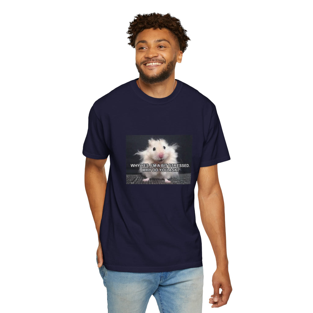 Cute Hamster Graphic Tee — "Why Yes, I’m Stressed. Whaddya Got?"