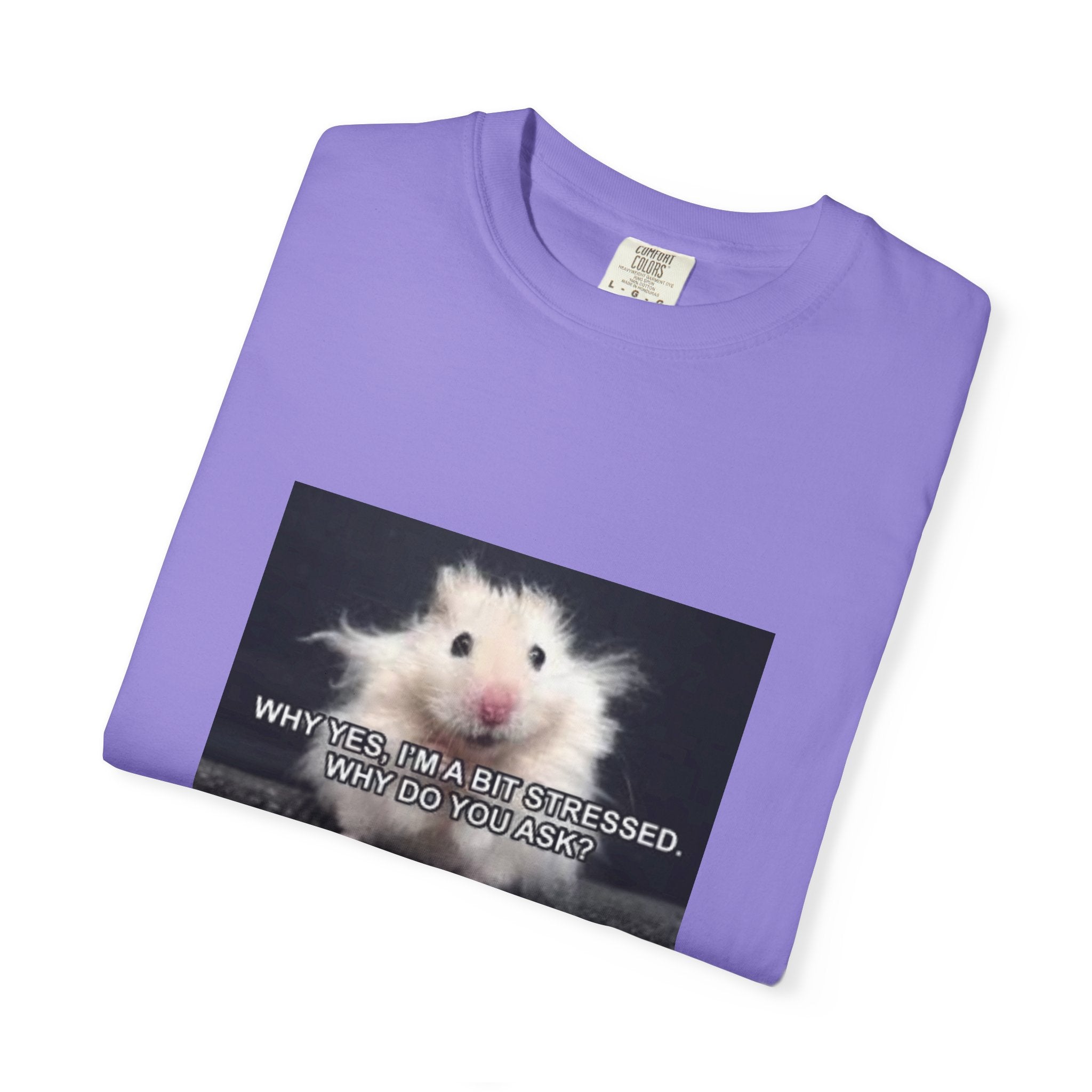 Cute Hamster Graphic Tee — "Why Yes, I’m Stressed. Whaddya Got?"
