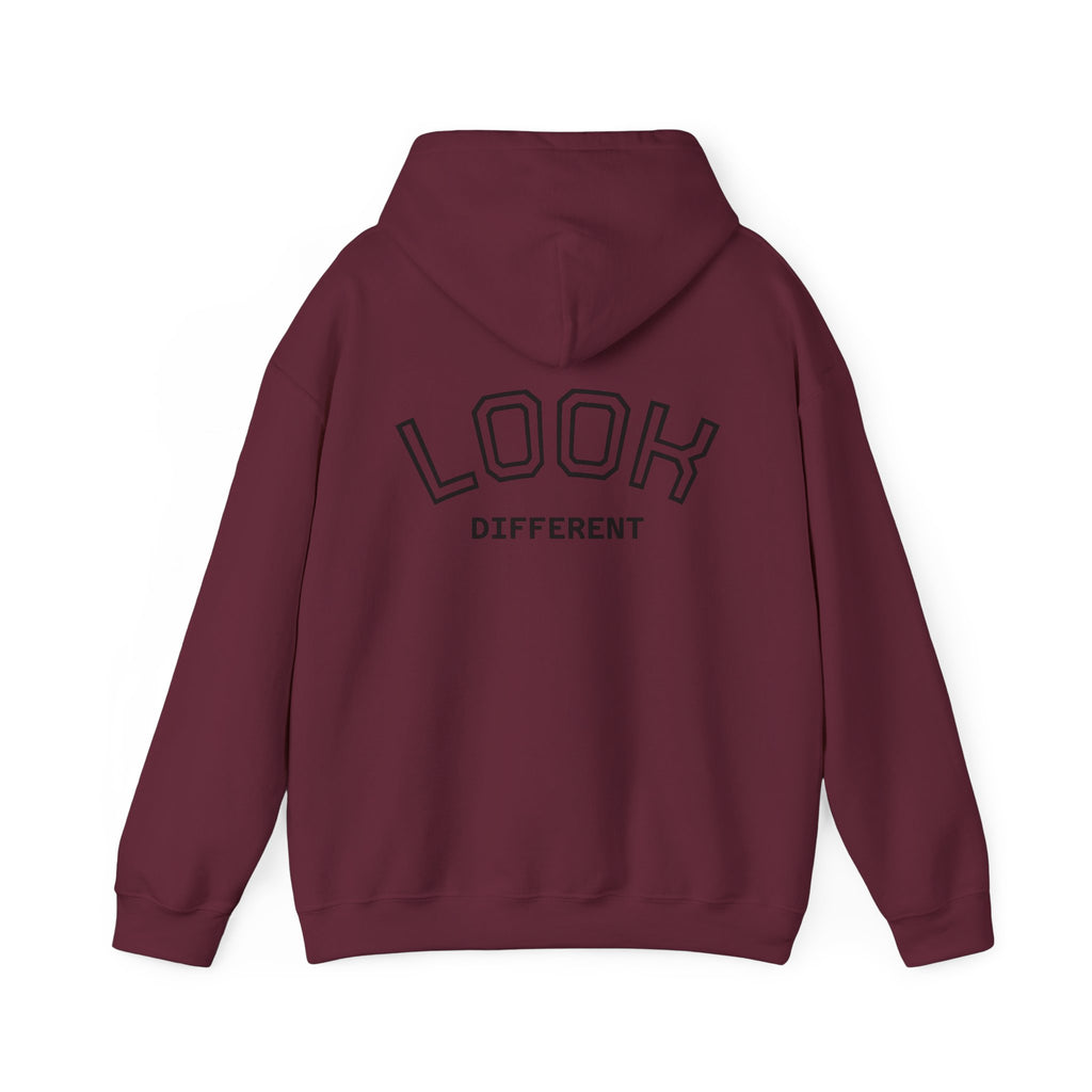 'Look Different' Graphic Hoodie — Vintage Collage Crewneck Sweatshirt