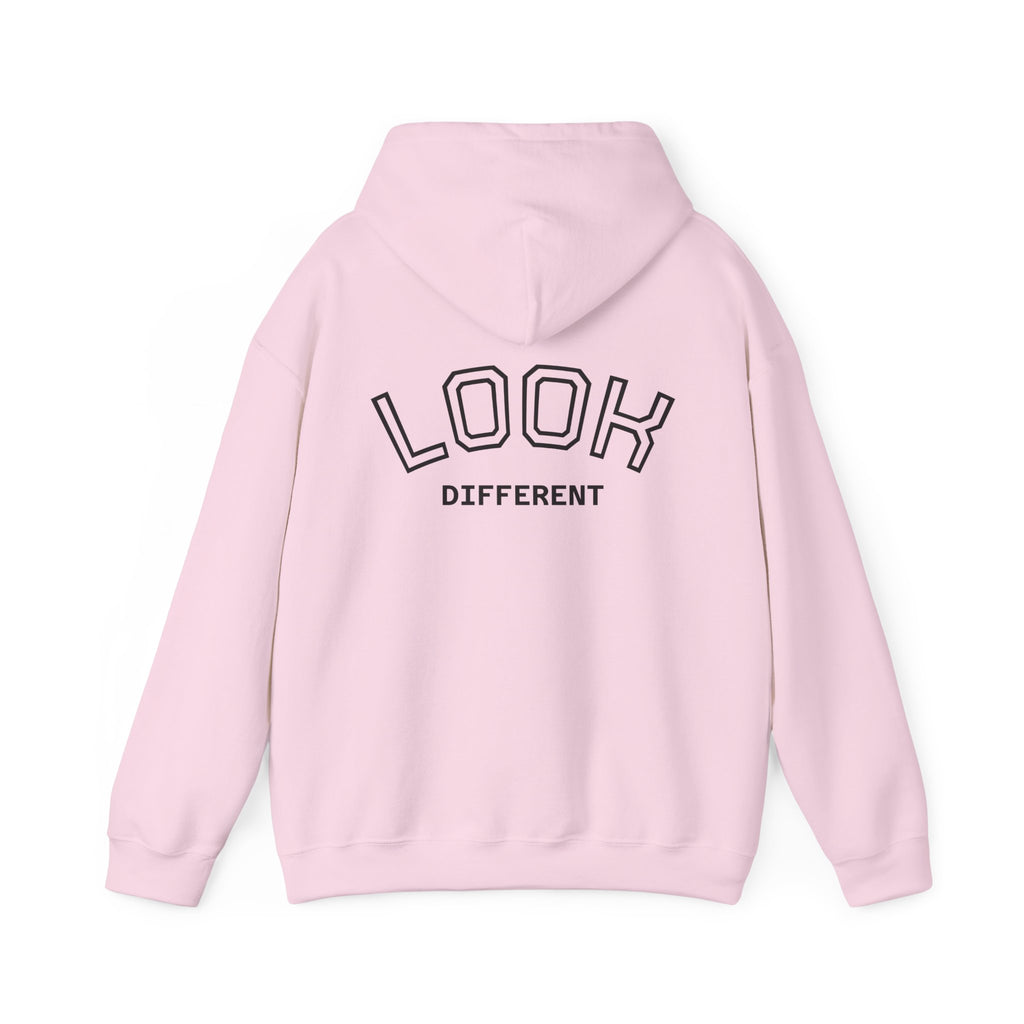 'Look Different' Graphic Hoodie — Vintage Collage Crewneck Sweatshirt