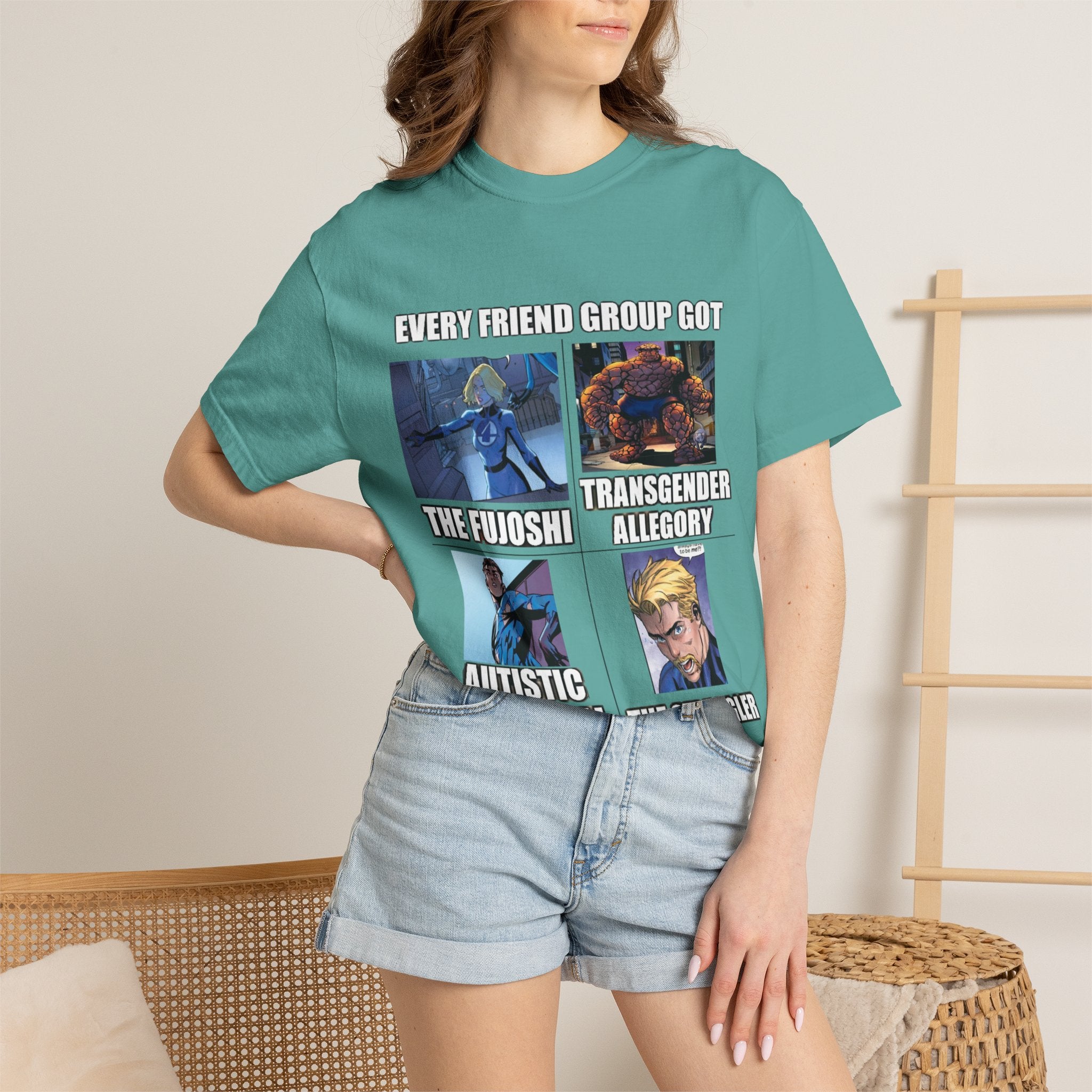 Meme Group-Character Graphic T-Shirt — "Every Friend Group Got" Front & "LOOK Different" Back