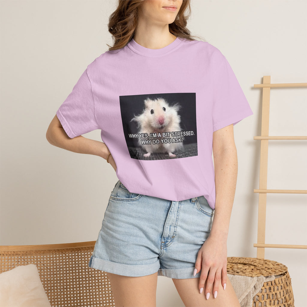 Cute Hamster Graphic Tee — "Why Yes, I’m Stressed. Whaddya Got?"