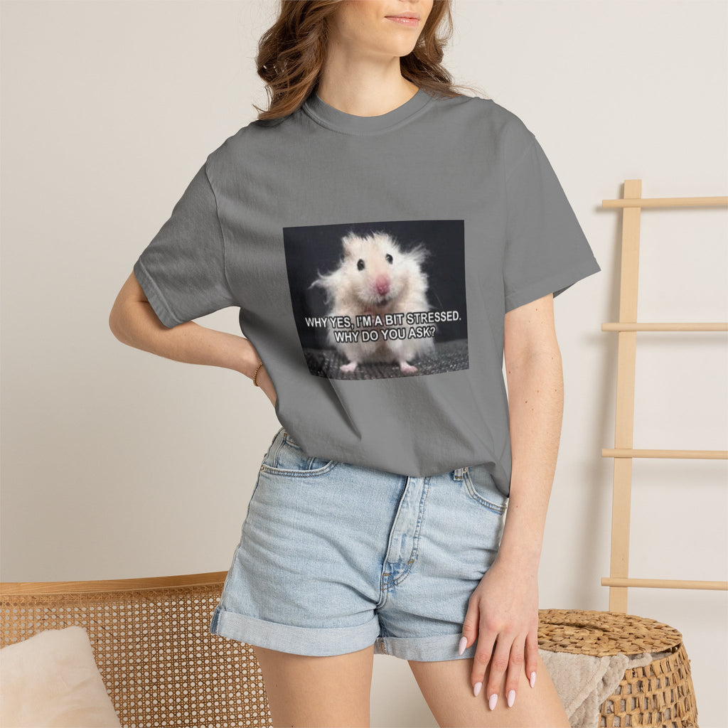 Cute Hamster Graphic Tee — "Why Yes, I’m Stressed. Whaddya Got?"