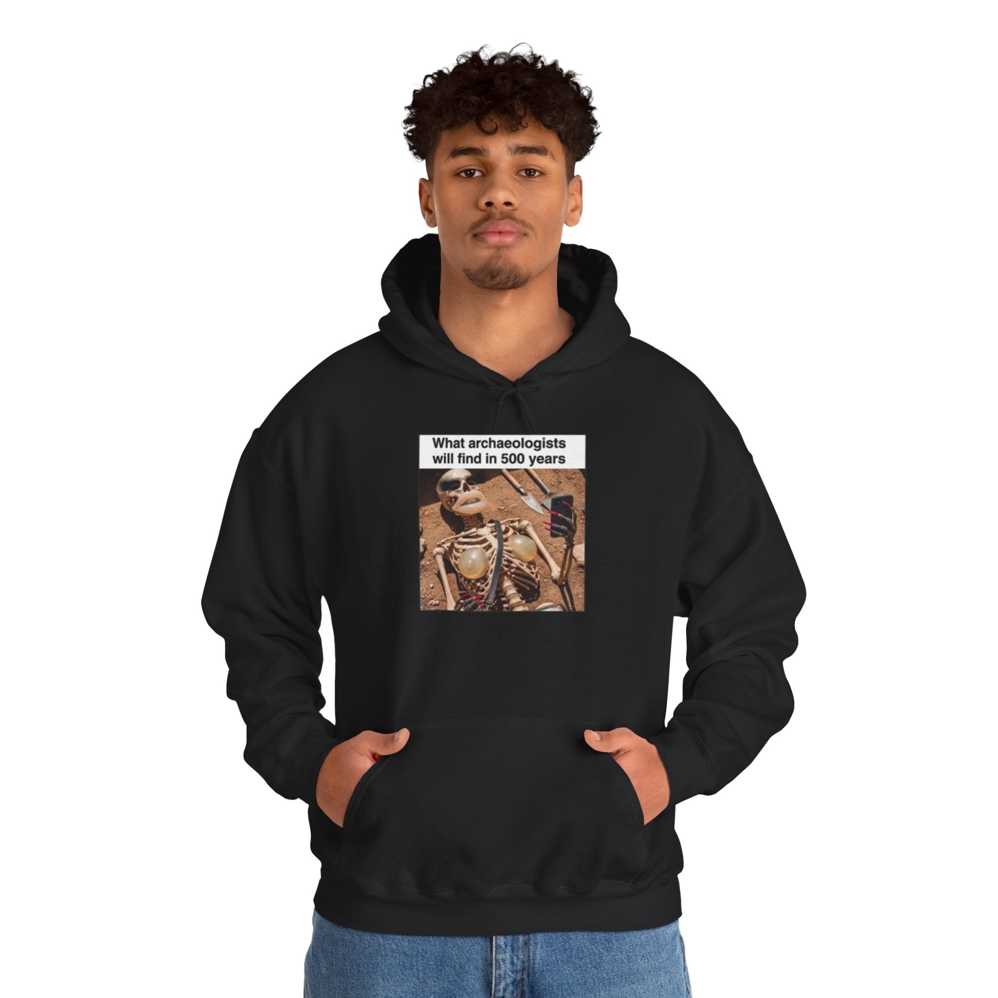 Hoodie — "What Arctic Ecologists Will Find in 500 Years" Vintage Cabin Photo | LOOK Different Back Print