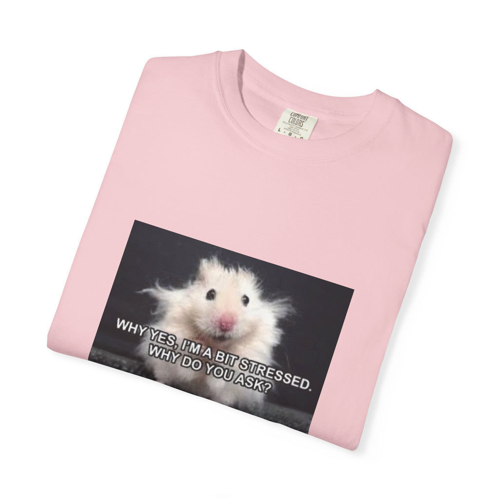 Cute Hamster Graphic Tee — "Why Yes, I’m Stressed. Whaddya Got?"