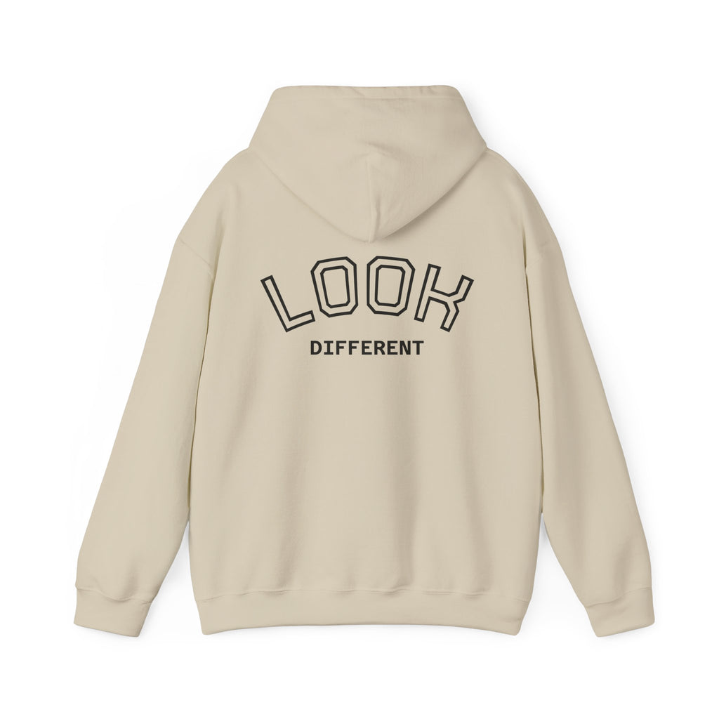 'Look Different' Graphic Hoodie — Vintage Collage Crewneck Sweatshirt