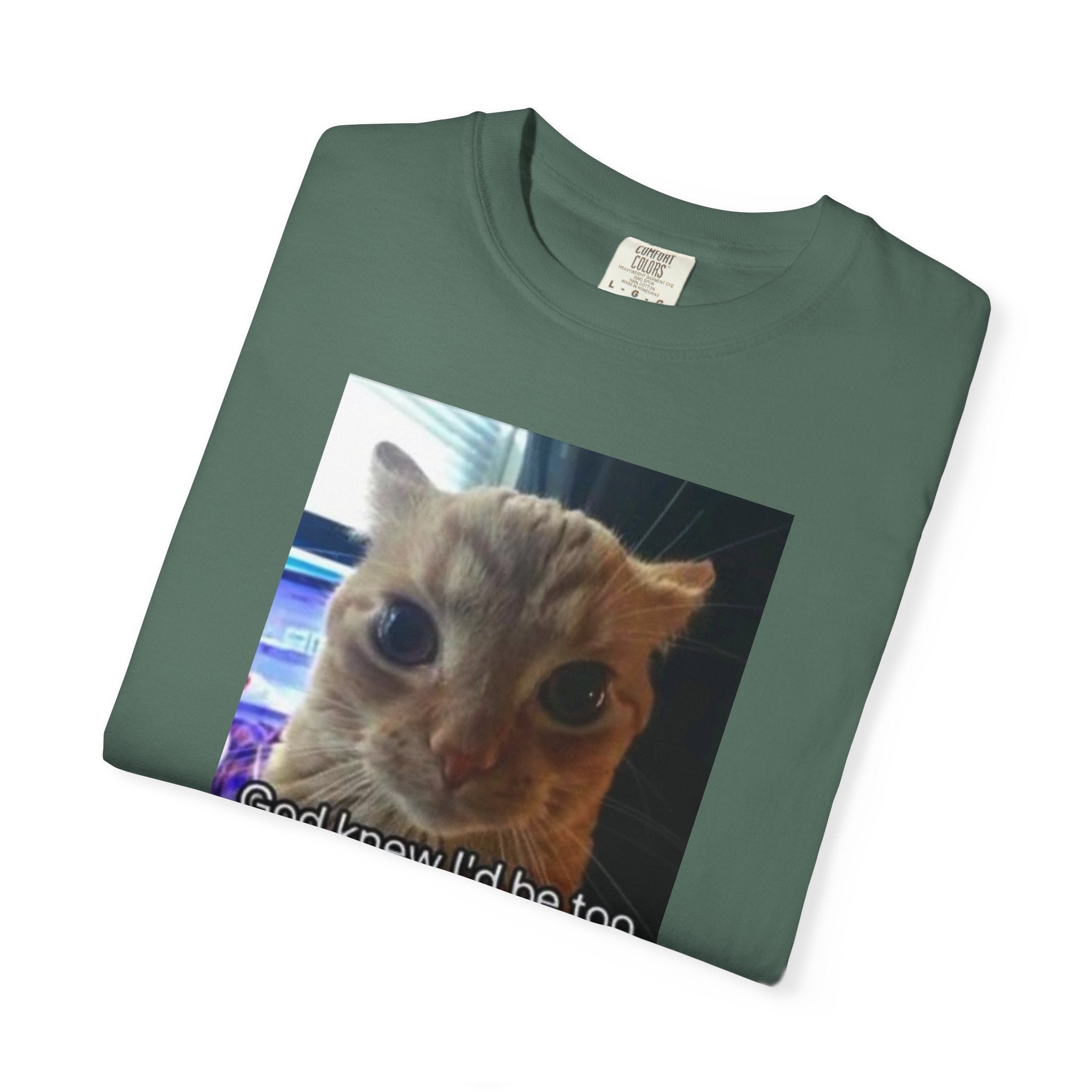 Cat Meme Graphic T-Shirt — "God knew I'd be too powerful if I had social skills" | Look Different Back Print