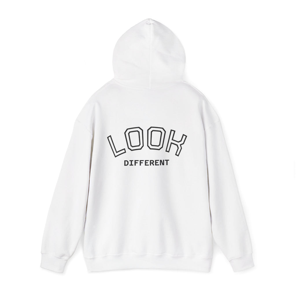 'Look Different' Graphic Hoodie — Vintage Collage Crewneck Sweatshirt