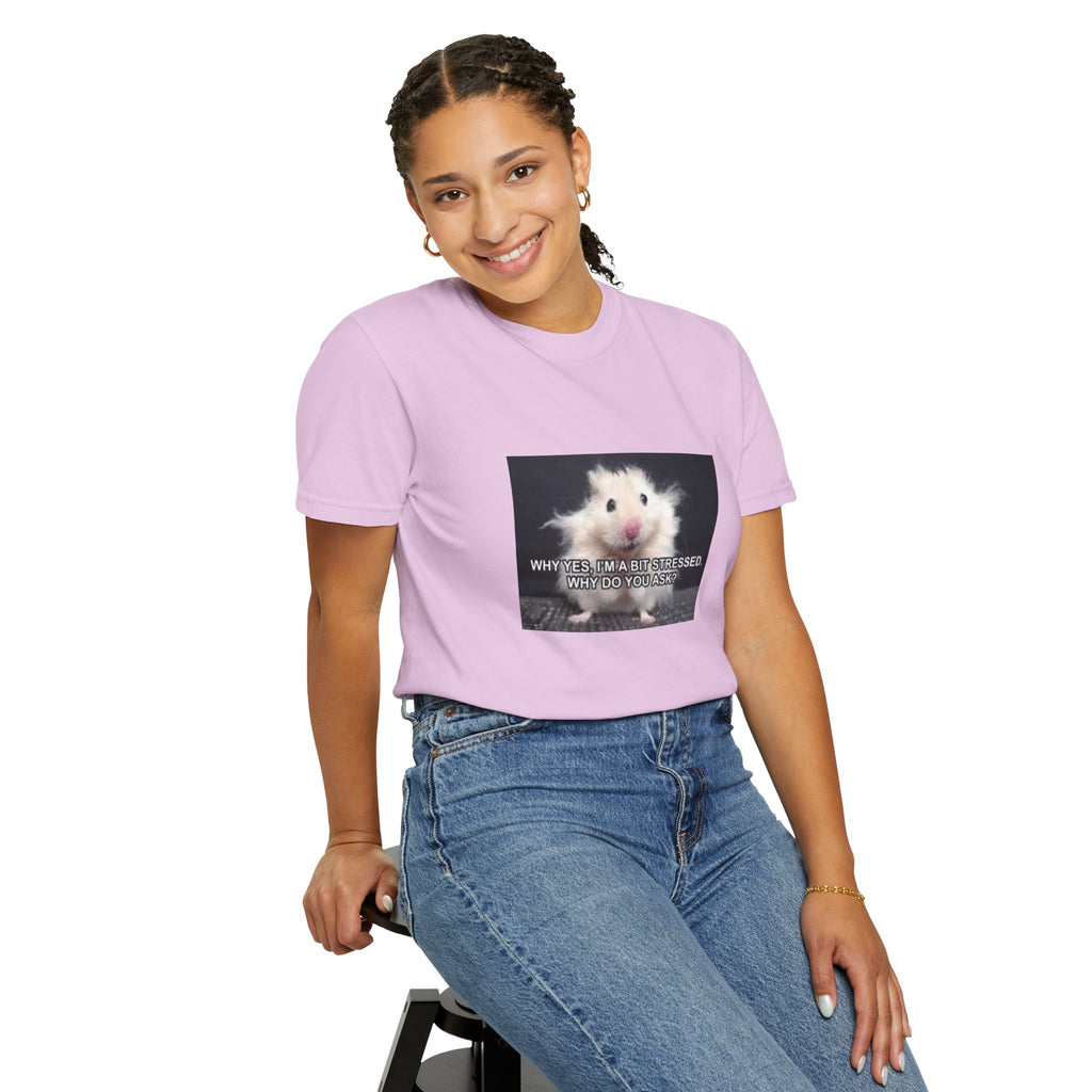 Cute Hamster Graphic Tee — "Why Yes, I’m Stressed. Whaddya Got?"