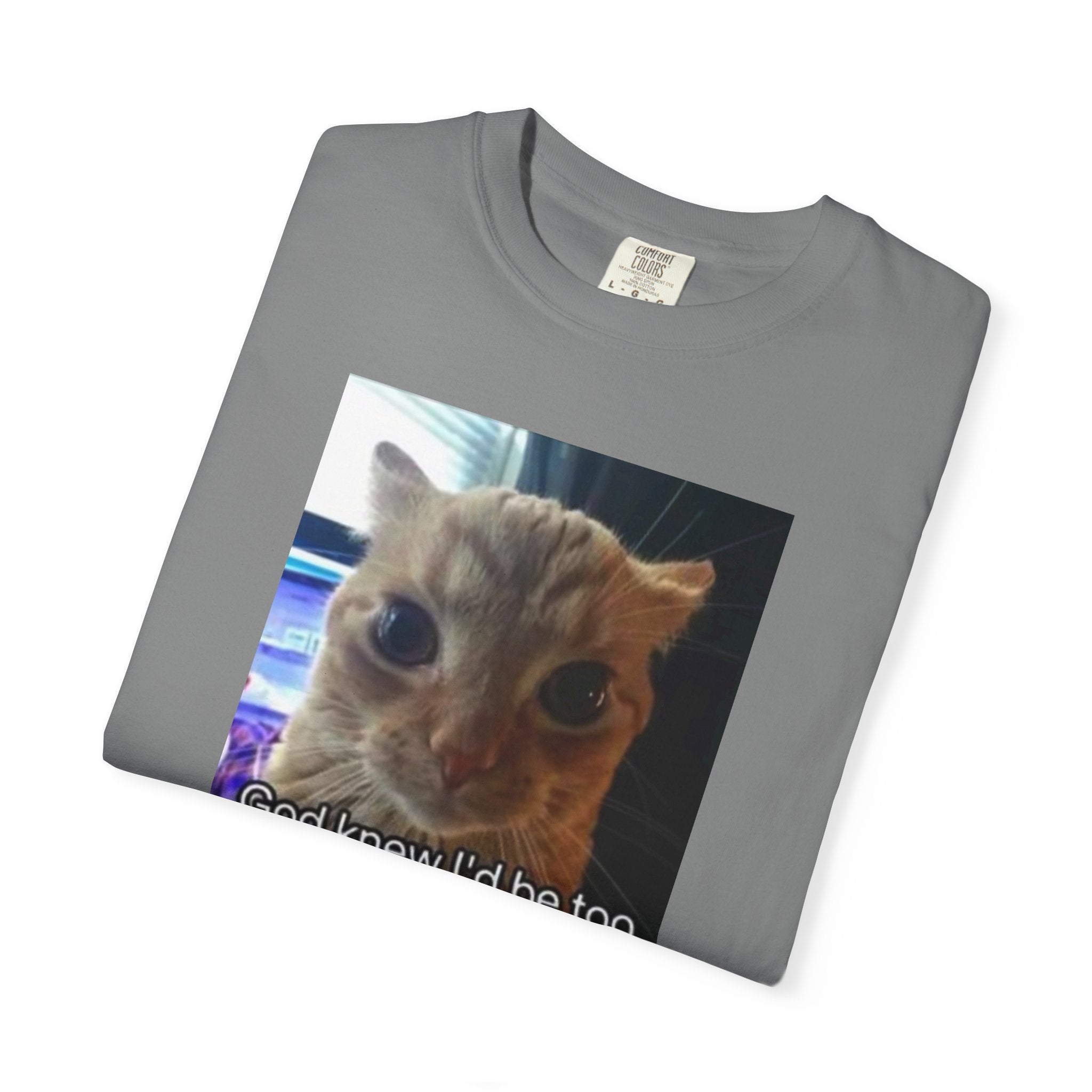 Cat Meme Graphic T-Shirt — "God knew I'd be too powerful if I had social skills" | Look Different Back Print