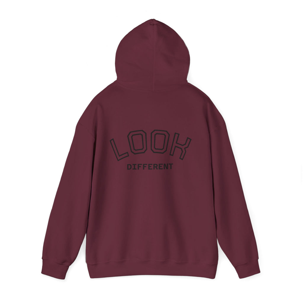 'Look Different' Graphic Hoodie — Vintage Collage Crewneck Sweatshirt