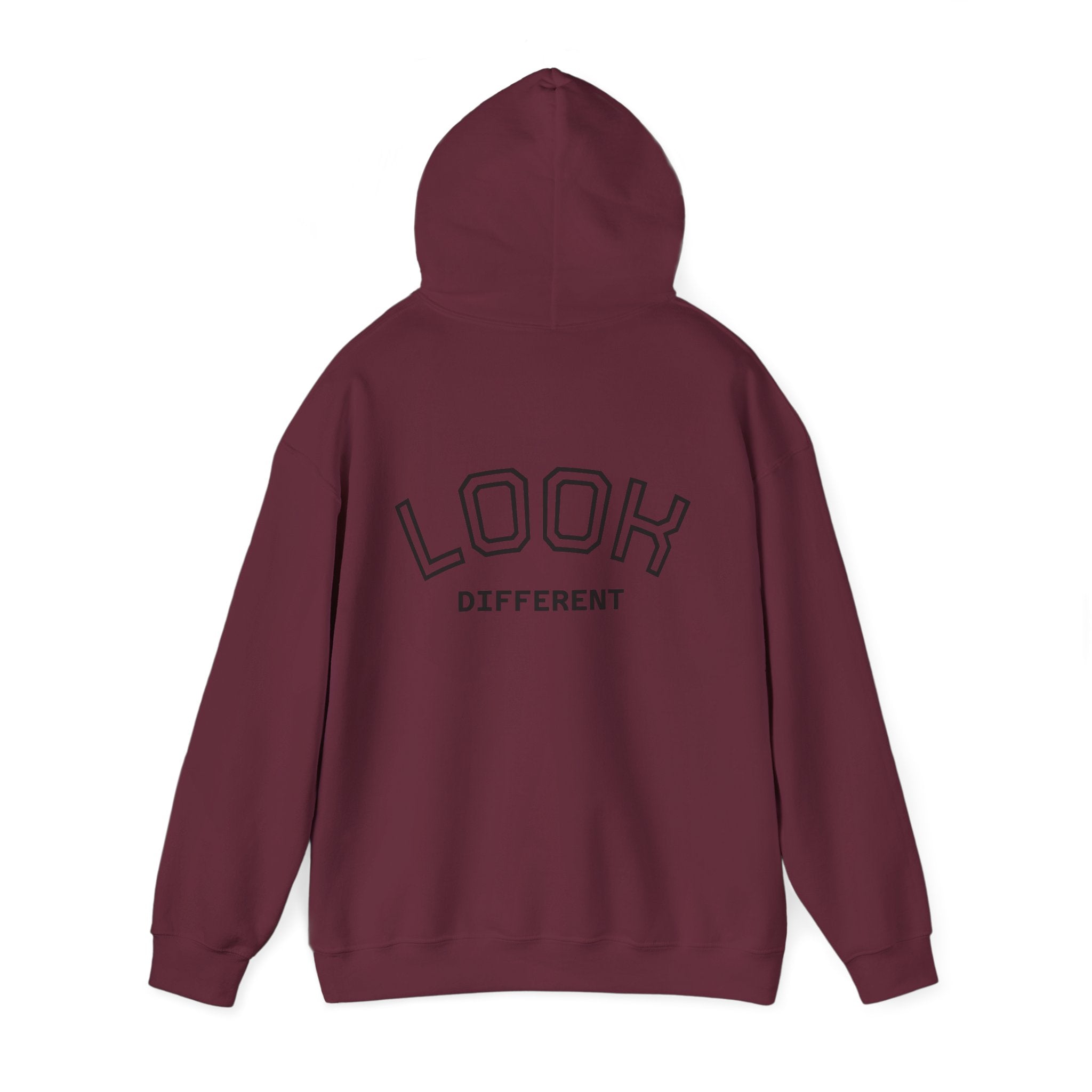 'Look Different' Graphic Hoodie — Vintage Collage Crewneck Sweatshirt