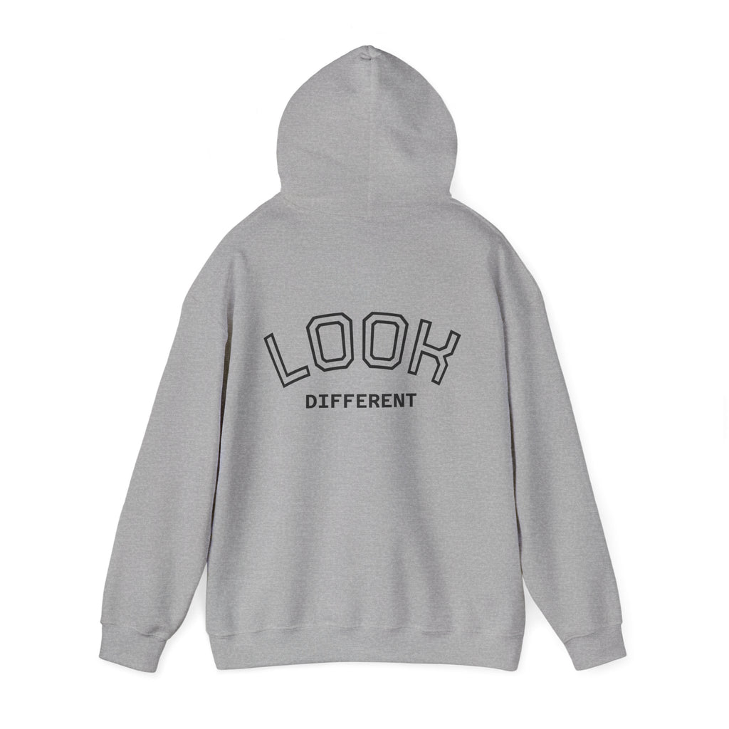 'Look Different' Graphic Hoodie — Vintage Collage Crewneck Sweatshirt