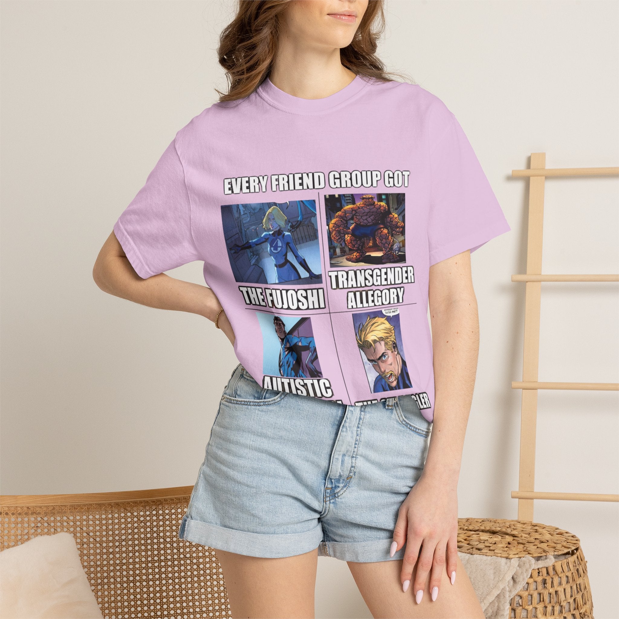 Meme Group-Character Graphic T-Shirt — "Every Friend Group Got" Front & "LOOK Different" Back