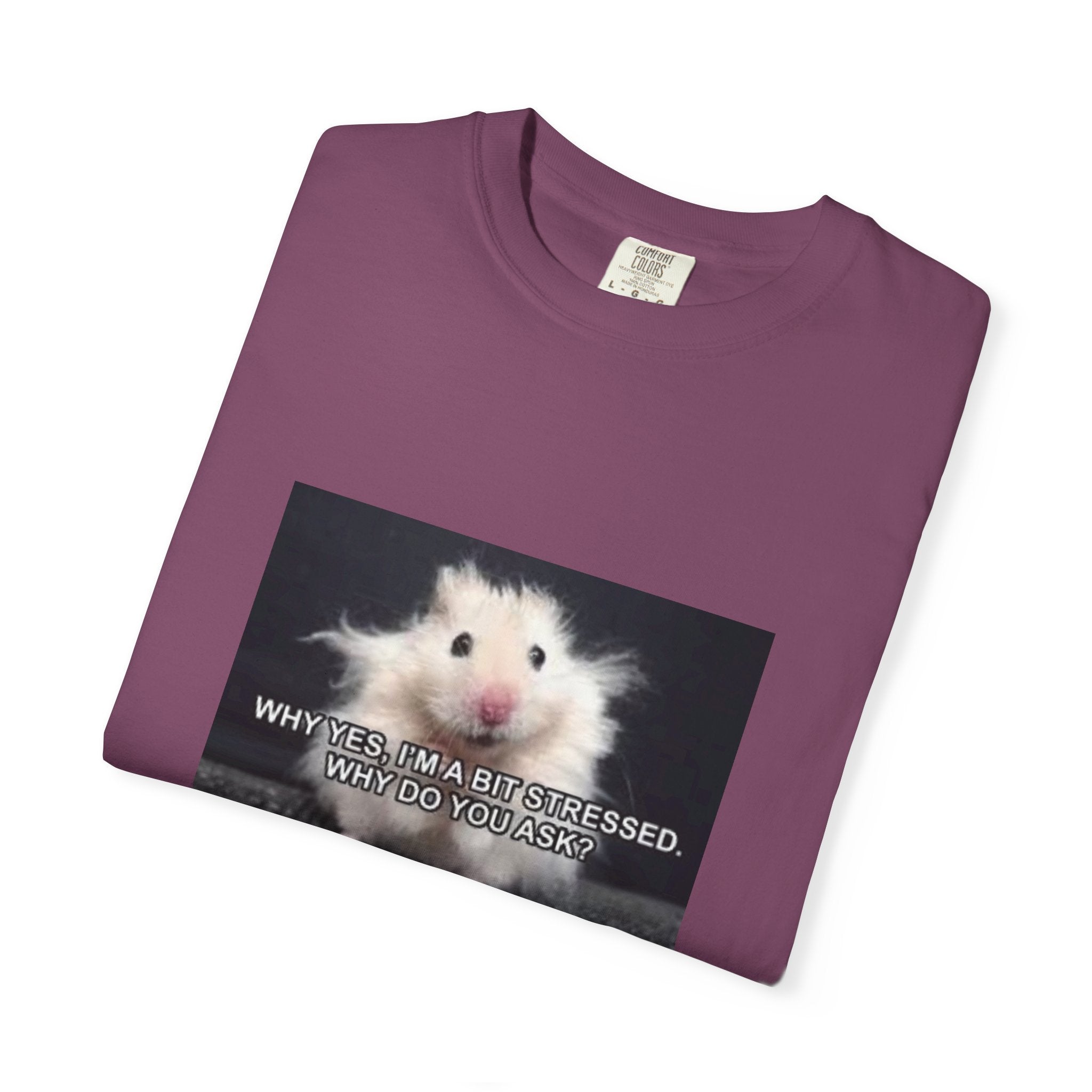 Cute Hamster Graphic Tee — "Why Yes, I’m Stressed. Whaddya Got?"