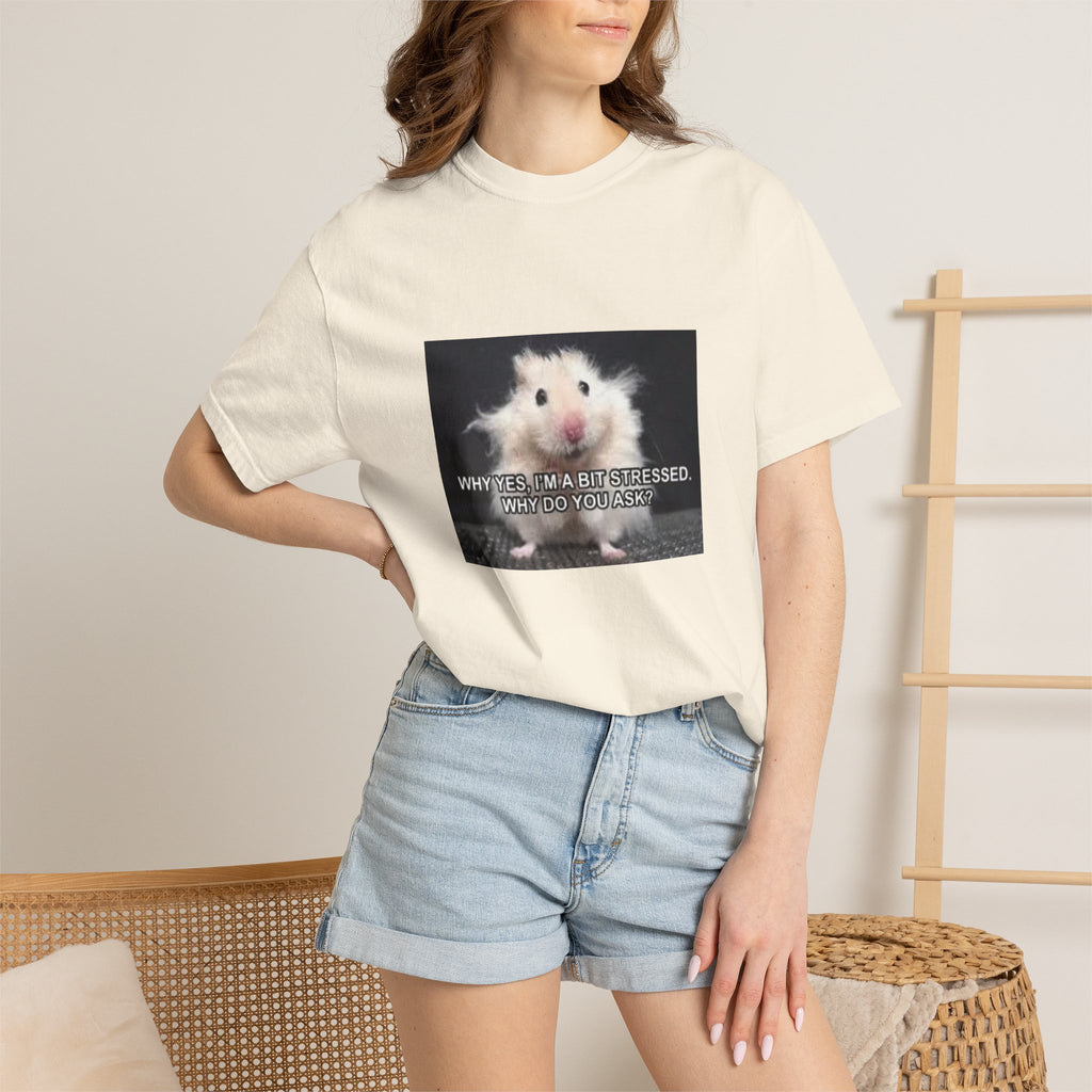 Cute Hamster Graphic Tee — "Why Yes, I’m Stressed. Whaddya Got?"