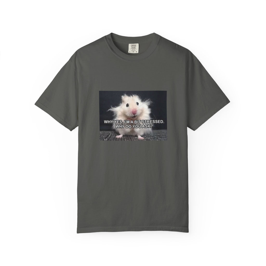 Cute Hamster Graphic Tee — "Why Yes, I’m Stressed. Whaddya Got?"