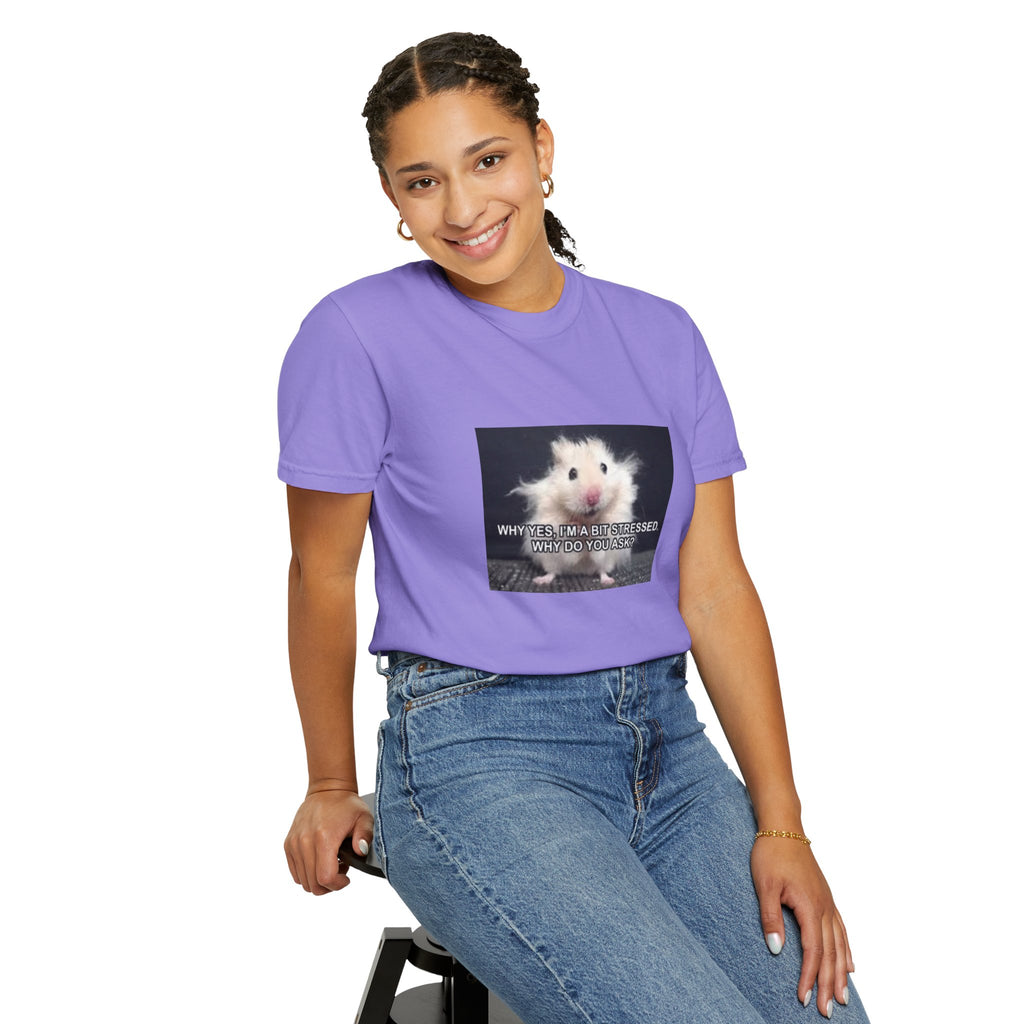 Cute Hamster Graphic Tee — "Why Yes, I’m Stressed. Whaddya Got?"