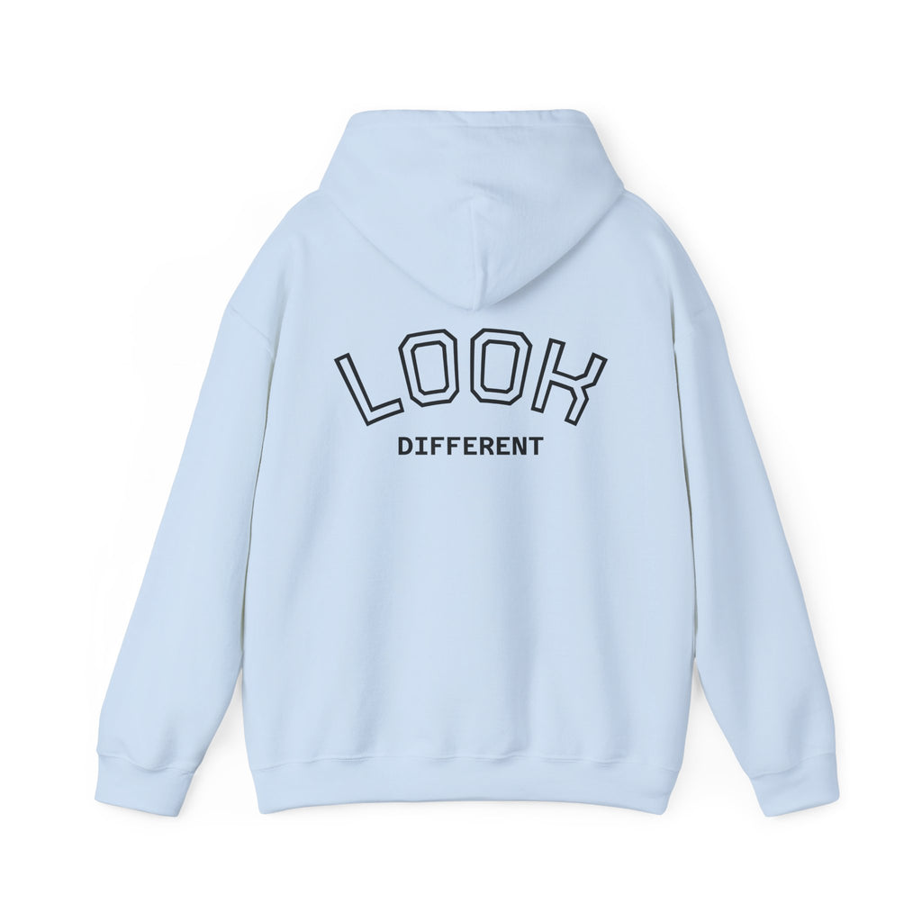 'Look Different' Graphic Hoodie — Vintage Collage Crewneck Sweatshirt