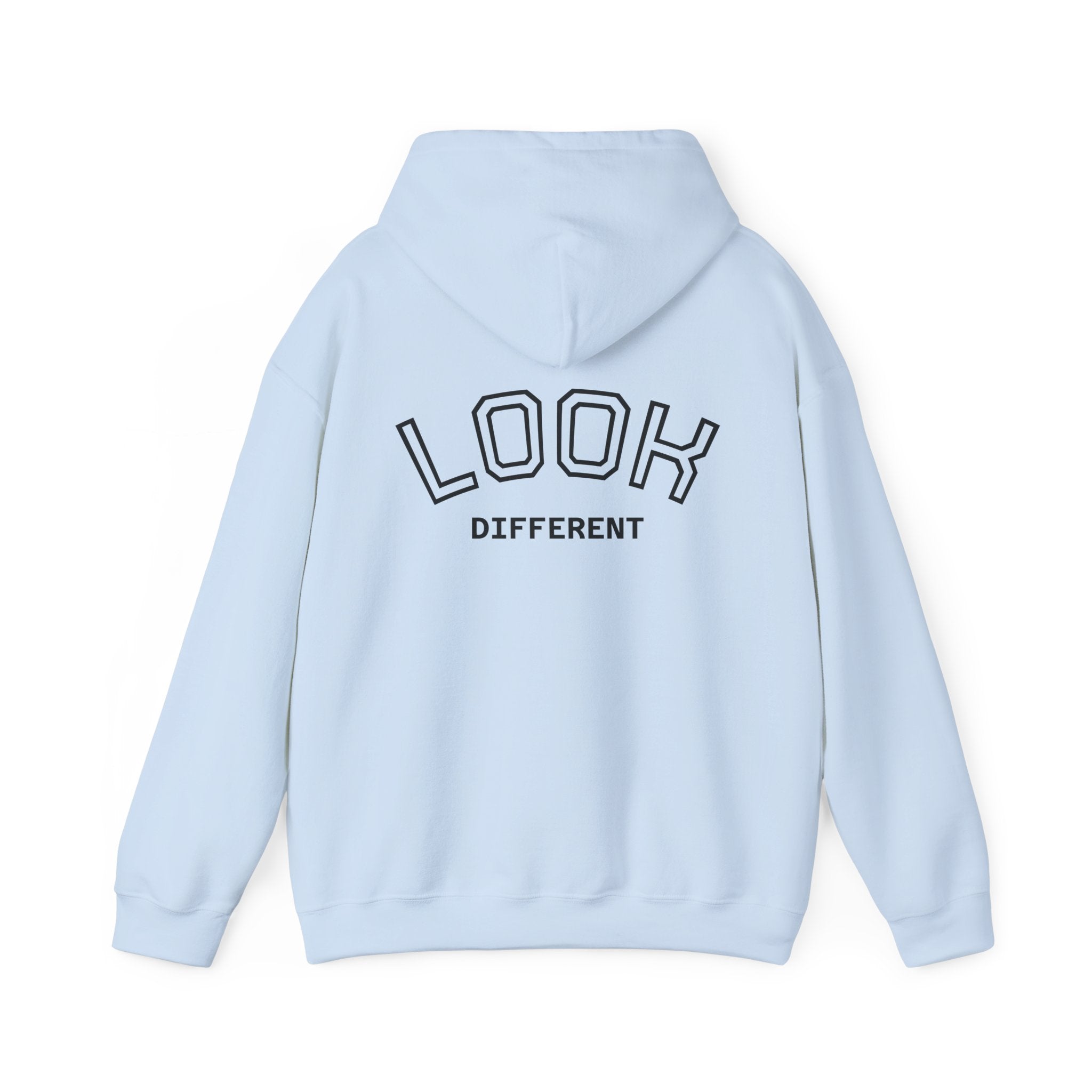 'Look Different' Graphic Hoodie — Vintage Collage Crewneck Sweatshirt