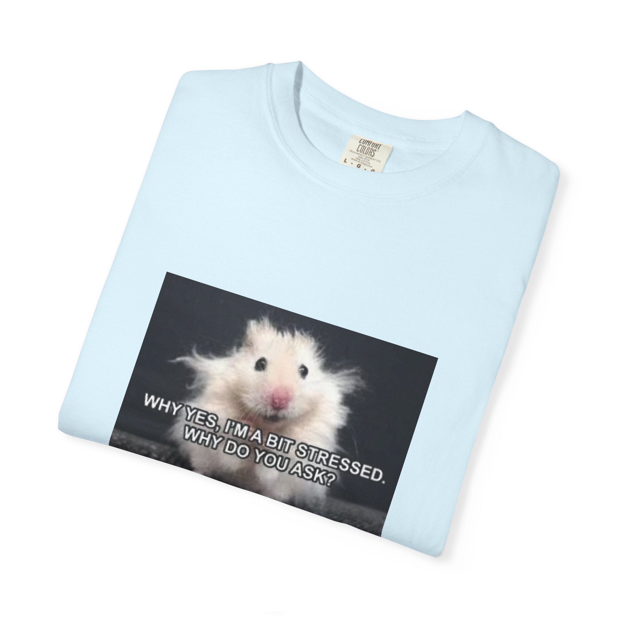 Cute Hamster Graphic Tee — "Why Yes, I’m Stressed. Whaddya Got?"