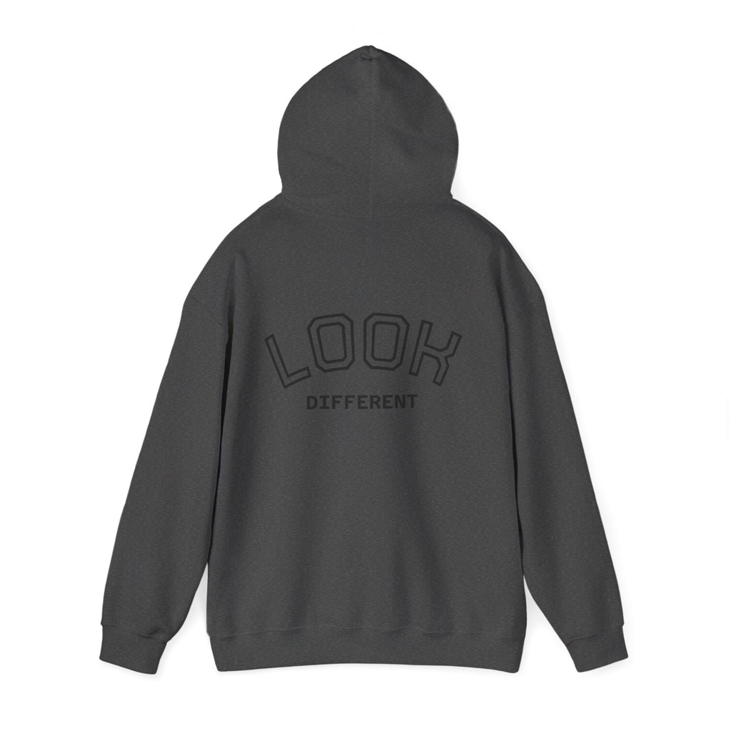 'Look Different' Graphic Hoodie — Vintage Collage Crewneck Sweatshirt