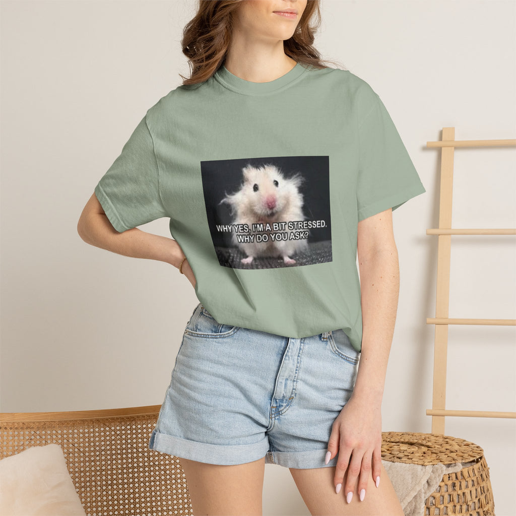 Cute Hamster Graphic Tee — "Why Yes, I’m Stressed. Whaddya Got?"