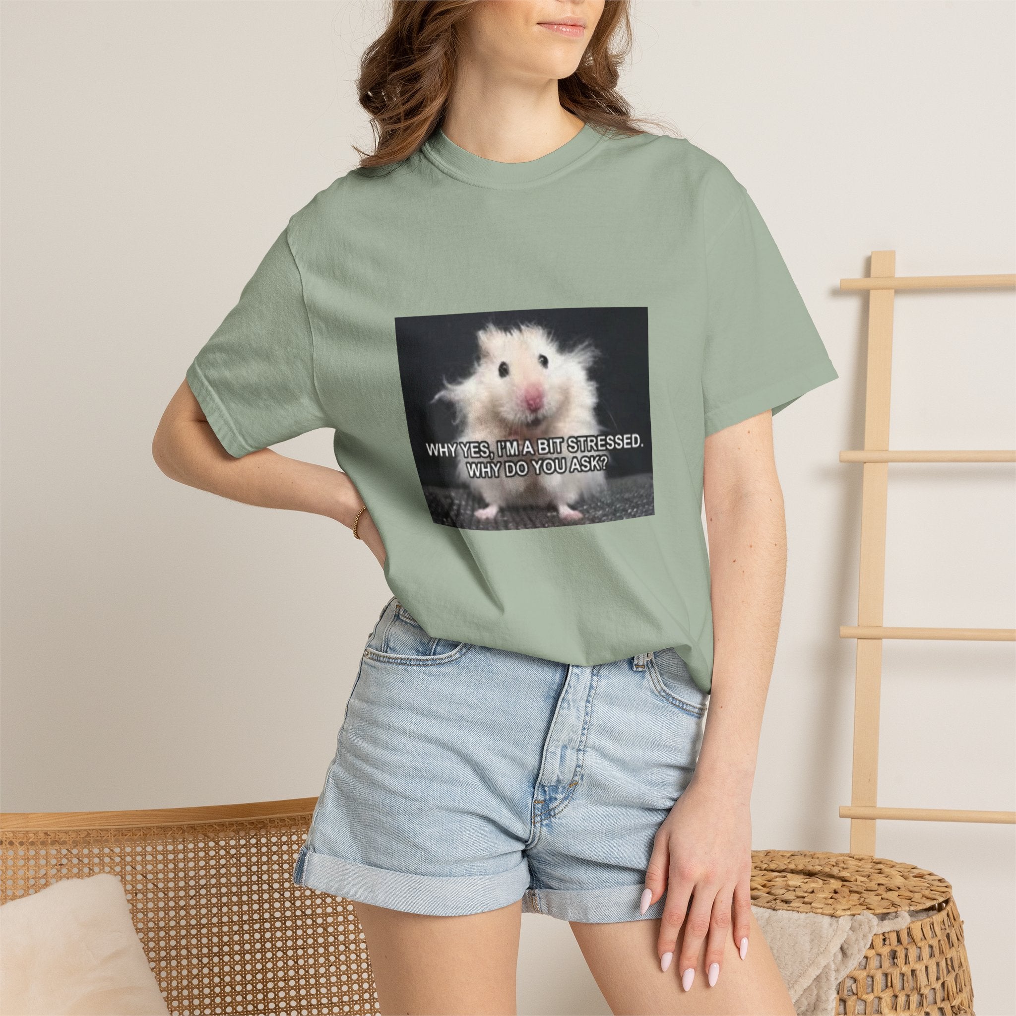 Cute Hamster Graphic Tee — "Why Yes, I’m Stressed. Whaddya Got?"