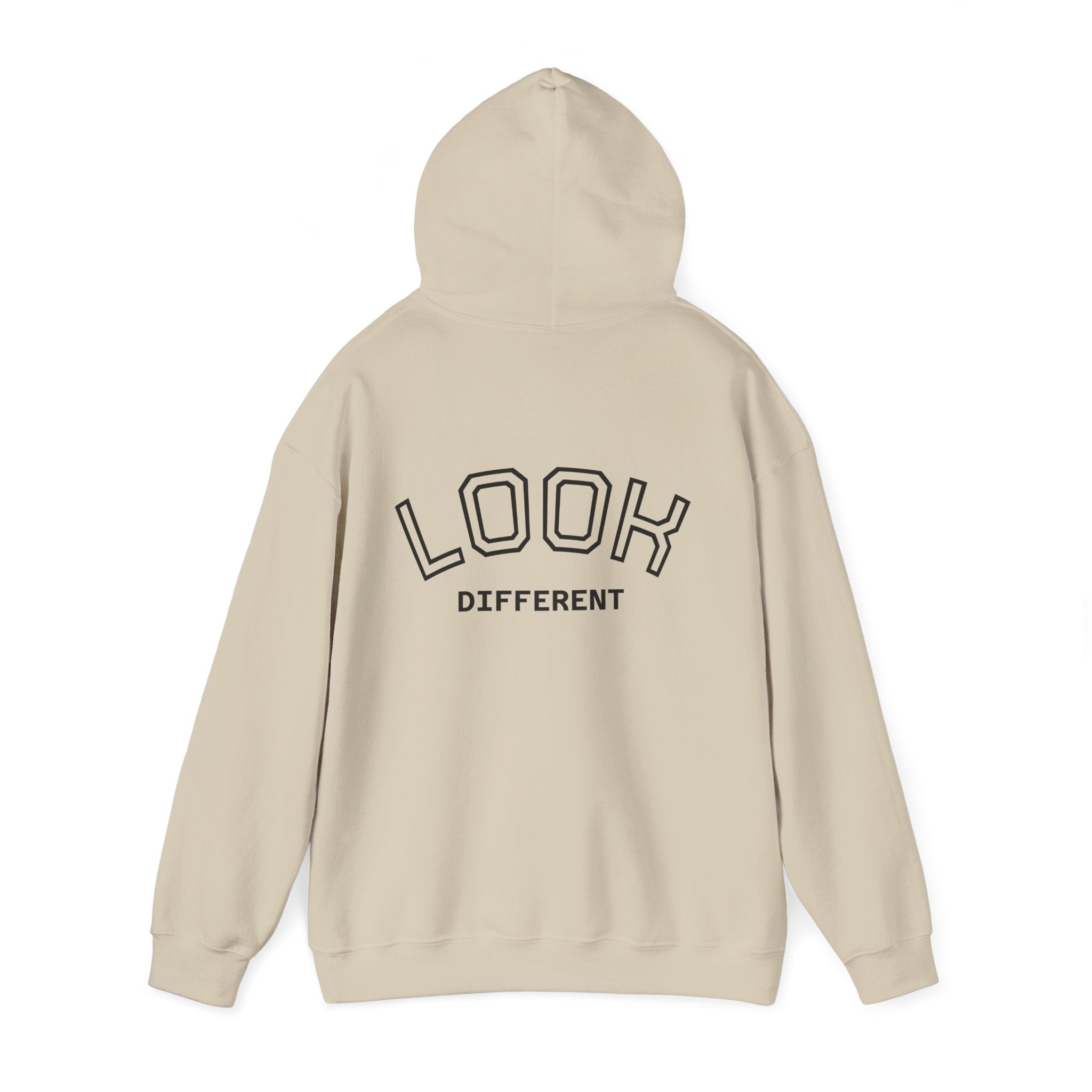 'Look Different' Graphic Hoodie — Vintage Collage Crewneck Sweatshirt