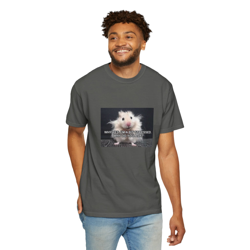 Cute Hamster Graphic Tee — "Why Yes, I’m Stressed. Whaddya Got?"