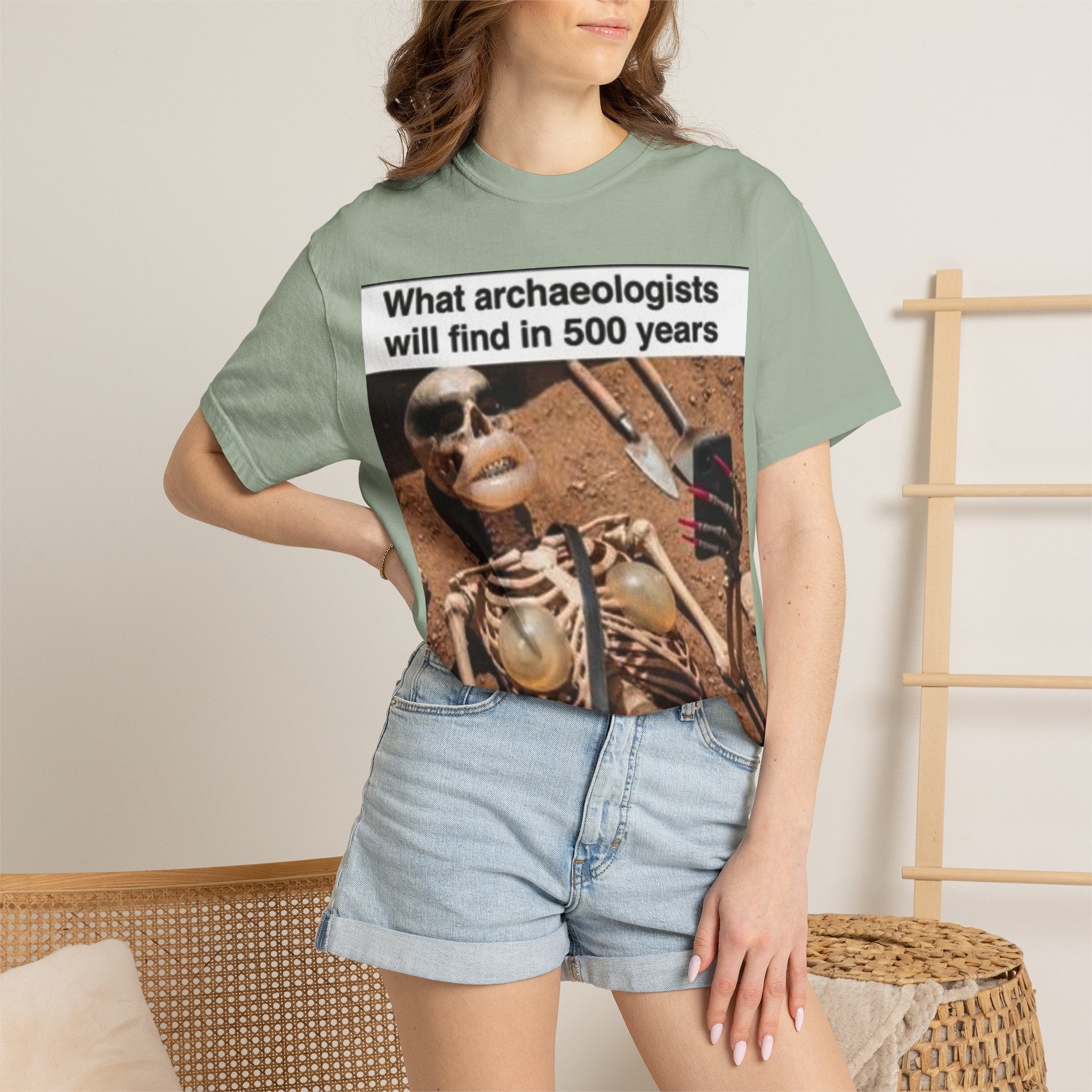 T-Shirt — "What archaeologists will find in 500 years" Graphic Tee (LOOK Different Back)