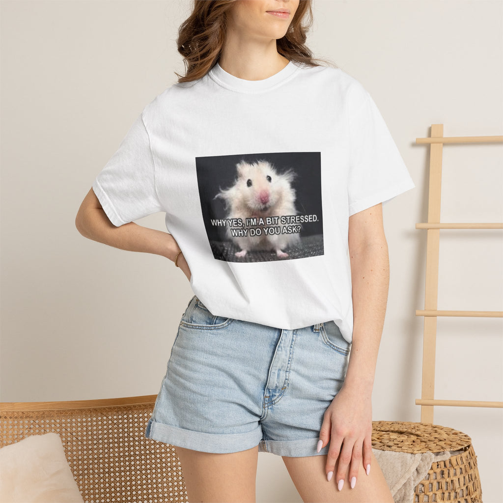 Cute Hamster Graphic Tee — "Why Yes, I’m Stressed. Whaddya Got?"