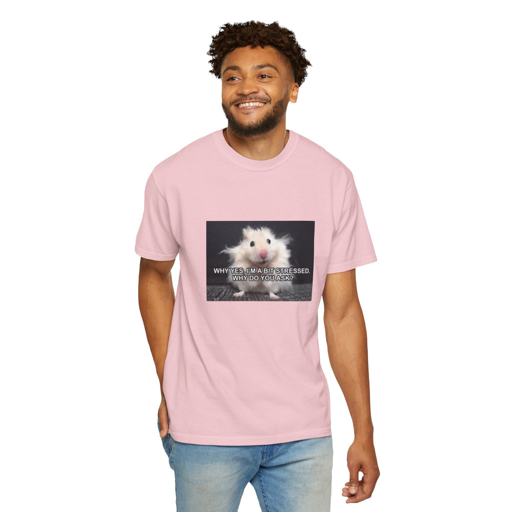 Cute Hamster Graphic Tee — "Why Yes, I’m Stressed. Whaddya Got?"