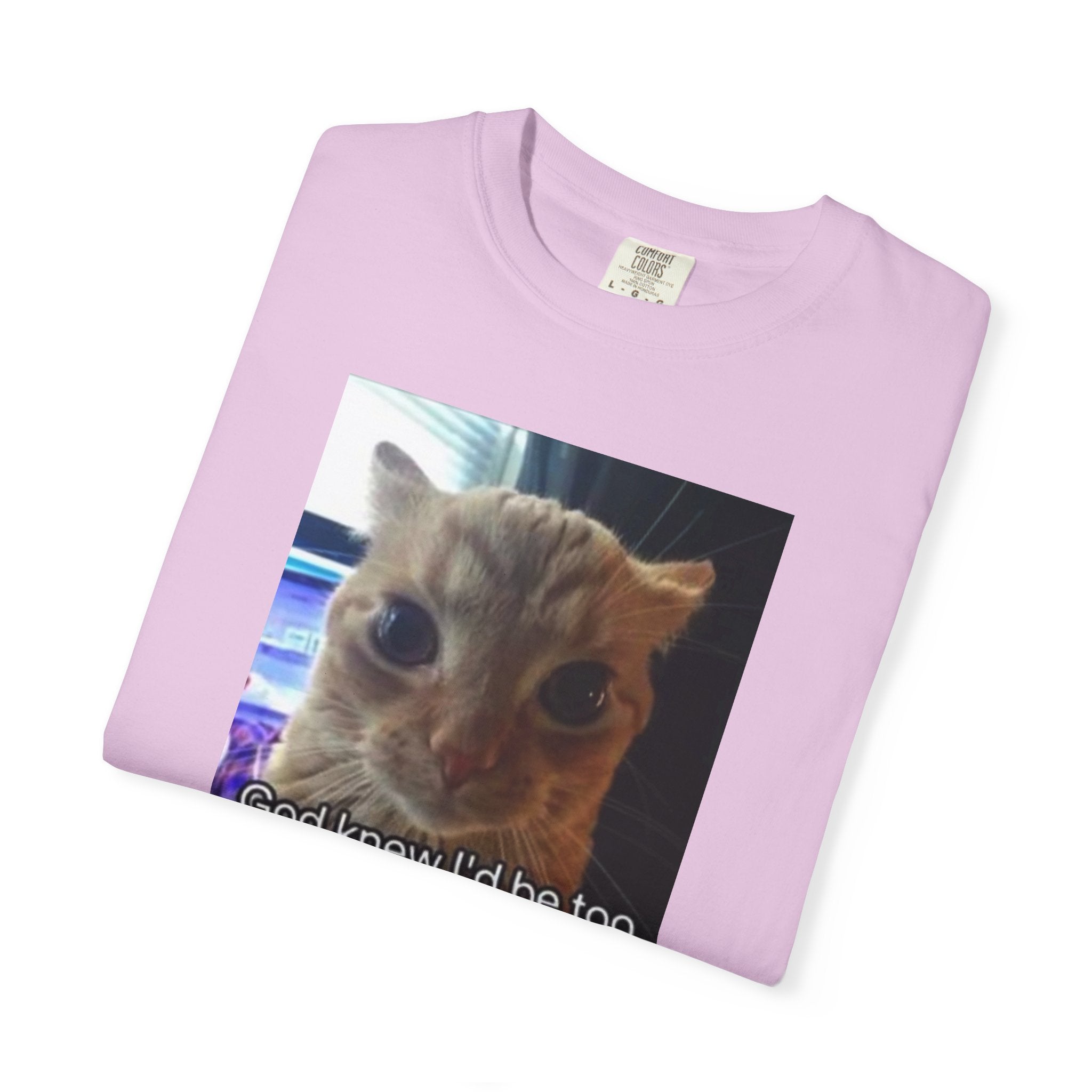 Cat Meme Graphic T-Shirt — "God knew I'd be too powerful if I had social skills" | Look Different Back Print