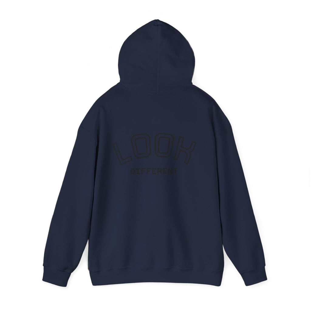 'Look Different' Graphic Hoodie — Vintage Collage Crewneck Sweatshirt