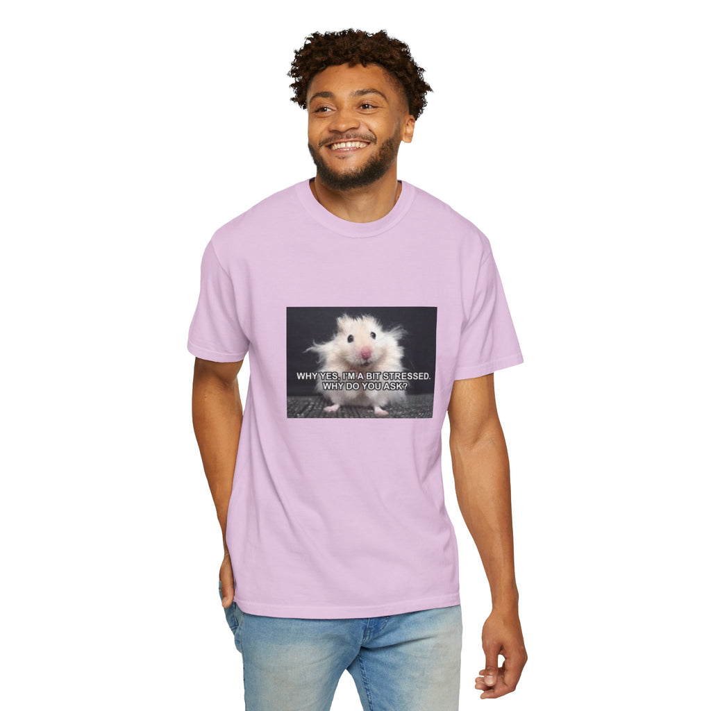 Cute Hamster Graphic Tee — "Why Yes, I’m Stressed. Whaddya Got?"