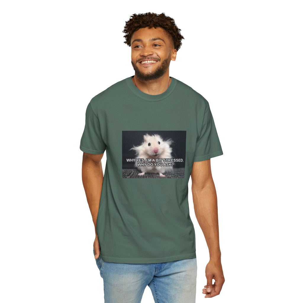 Cute Hamster Graphic Tee — "Why Yes, I’m Stressed. Whaddya Got?"