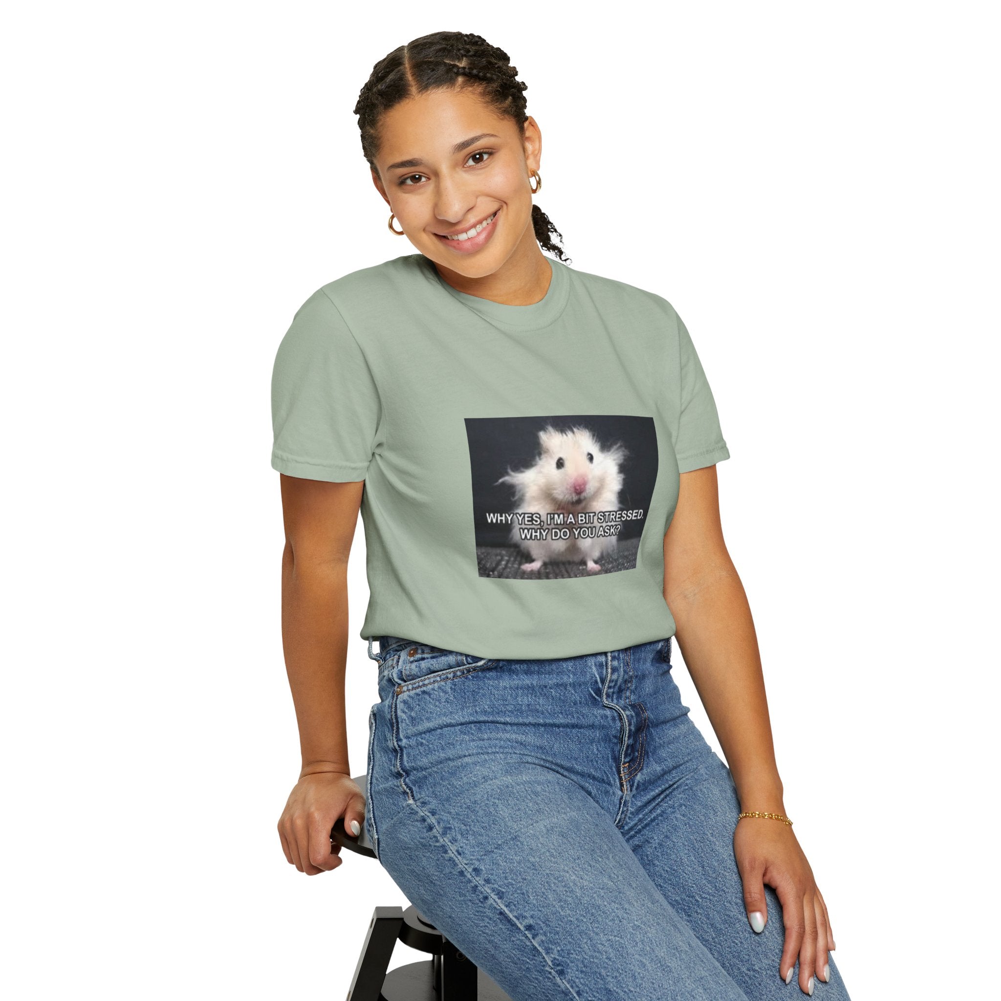 Cute Hamster Graphic Tee — "Why Yes, I’m Stressed. Whaddya Got?"
