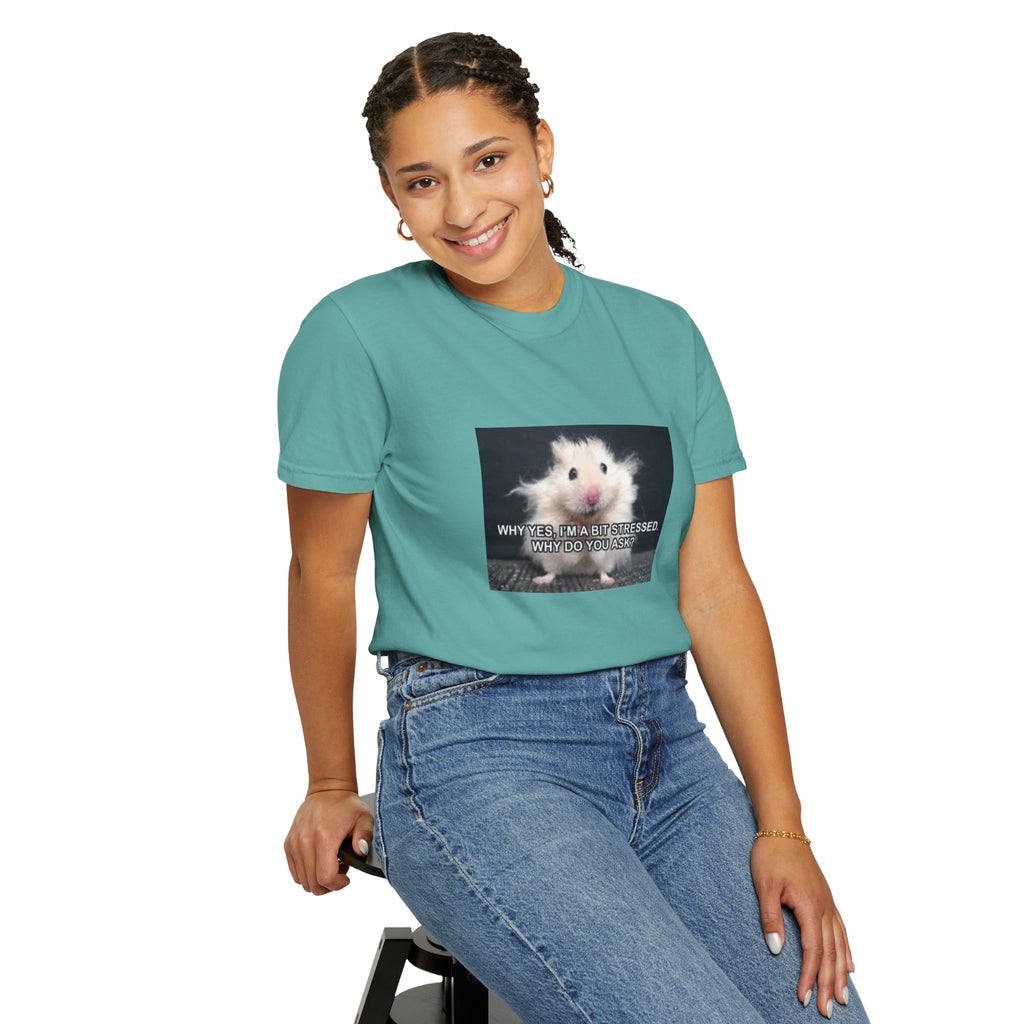 Cute Hamster Graphic Tee — "Why Yes, I’m Stressed. Whaddya Got?"
